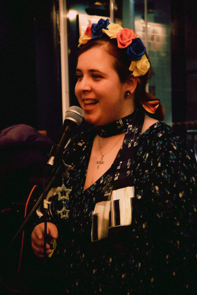 Performing at a gig in London, 2024.